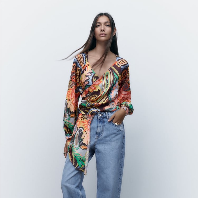 Printed Wrap Top
